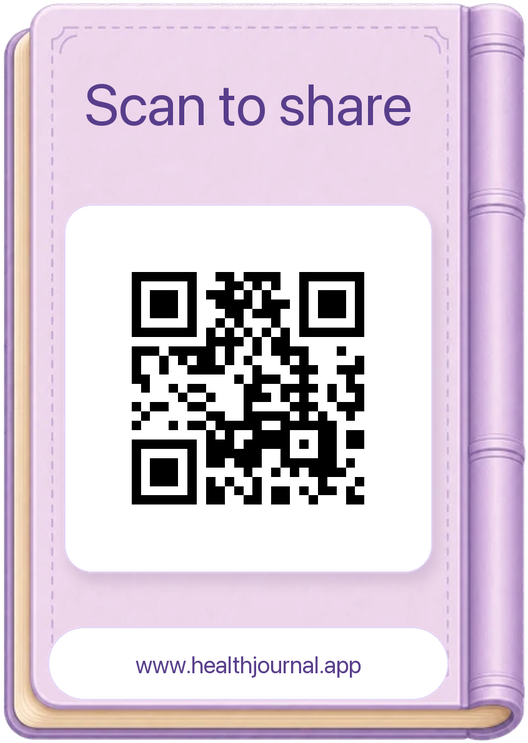 Back of Health Journal with QR code for www.healthjournal.app