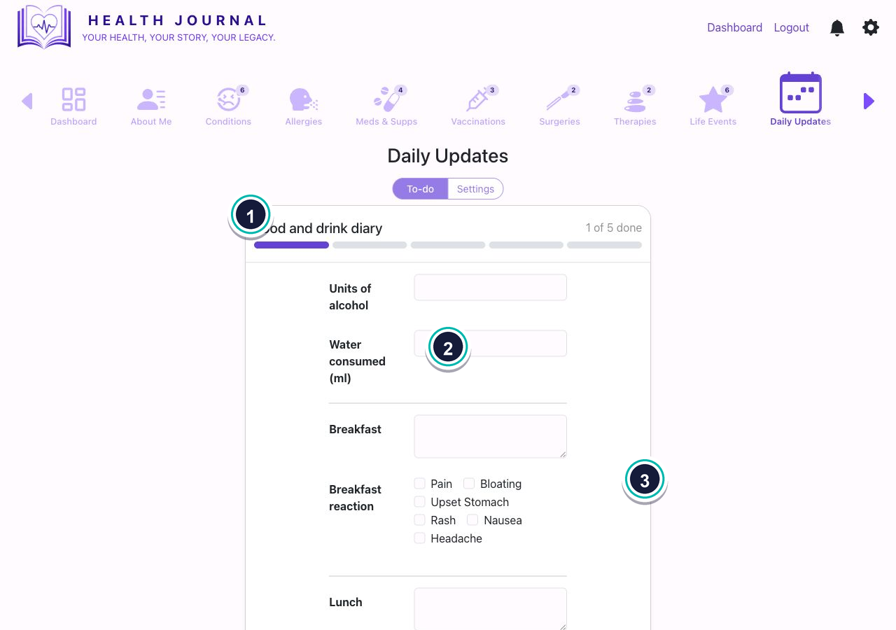 Daily updates screen