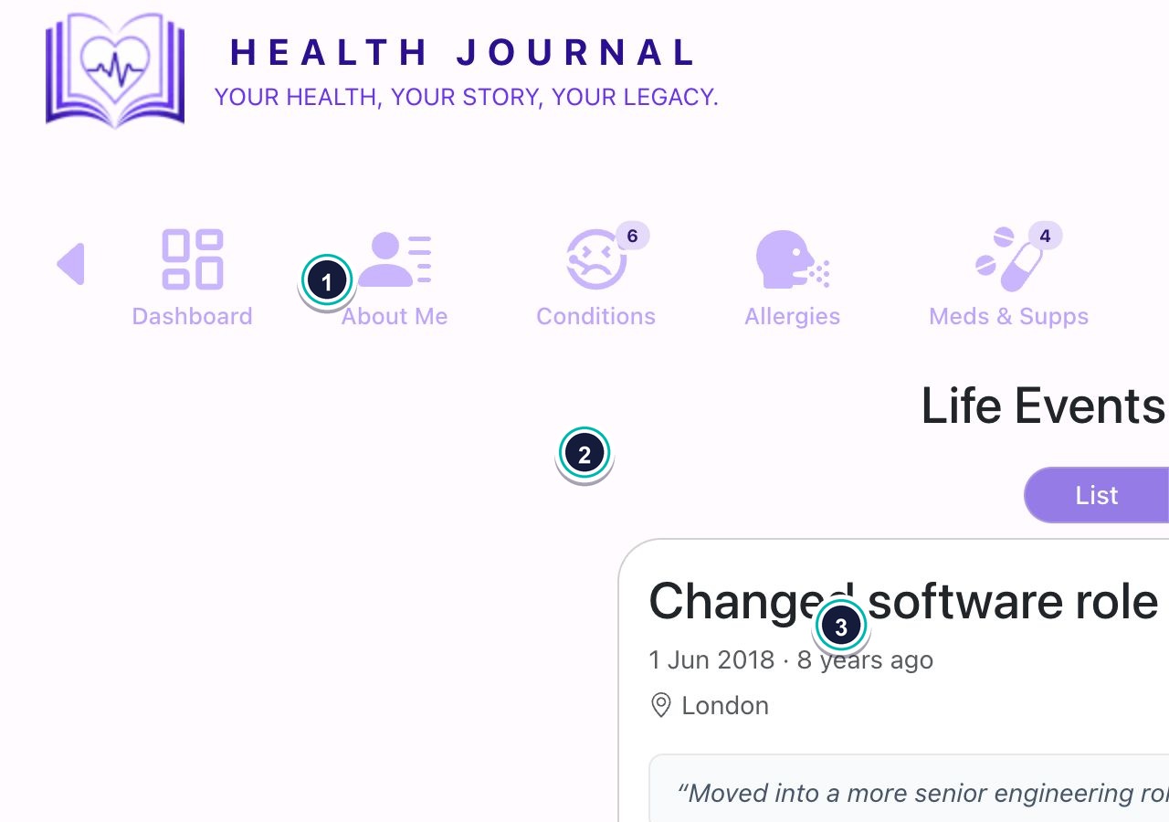 Life Events section
