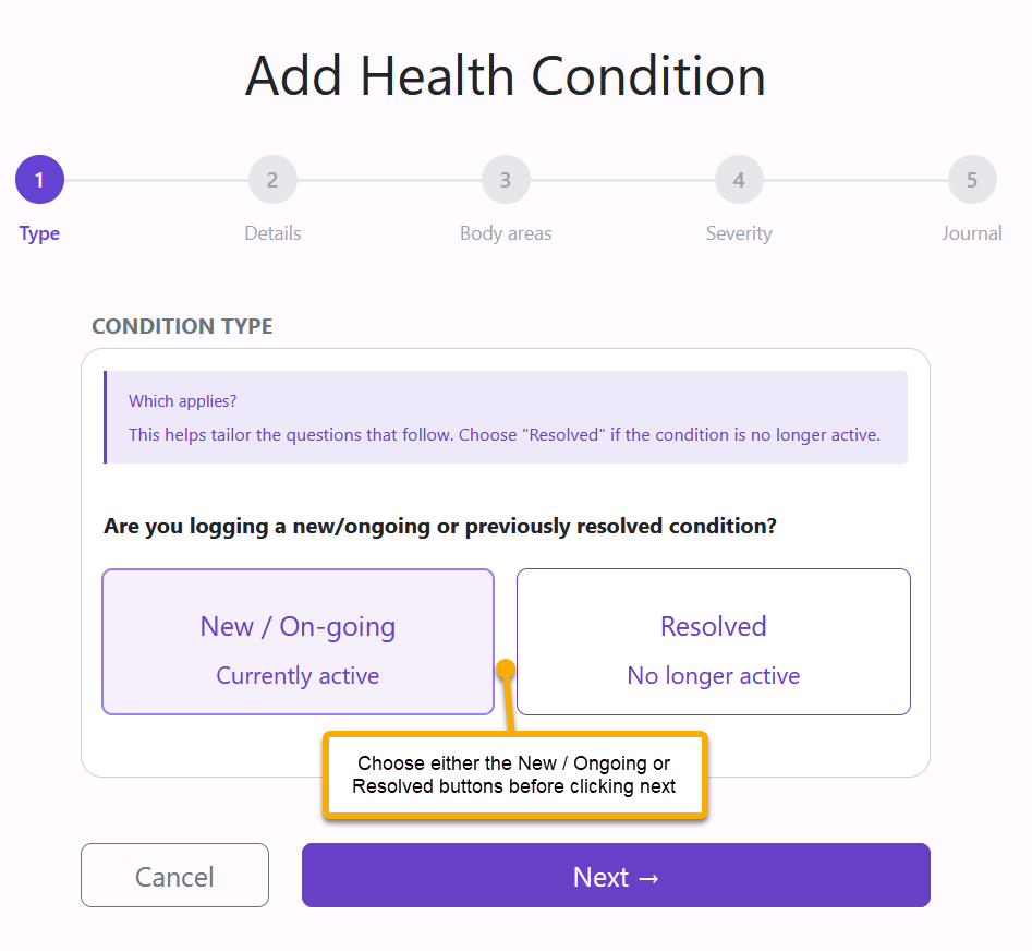 Condition type step with PowerPoint callout